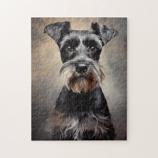 Zwart en zilver Miniatuur Schnauzer Legpuzzel (Verticaal)