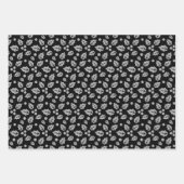 Zwart en Zilver Modern Kerstmispatroon Inpakpapier Vel (Voorkant 3)