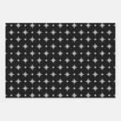 Zwart en Zilver Modern Kerstmispatroon Inpakpapier Vel (Voorkant 2)