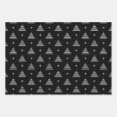 Zwart en Zilver Modern Kerstmispatroon Inpakpapier Vel (Voorkant)