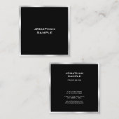Zwart en zilver Modern Minimalist Professional Vierkante Visitekaartje (Voorkant / Achterkant)
