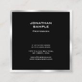 Zwart en zilver Modern Minimalist Professional Vierkante Visitekaartje (Achterkant)