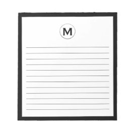 Zwart en zilver Modern Monogram Notitieblok