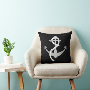 Zwart en zilver Modern Nautical Pillow Kussen