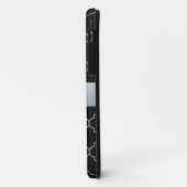 Zwart en zilver Monogram Patroon iPhone Case (Achterkant/links)