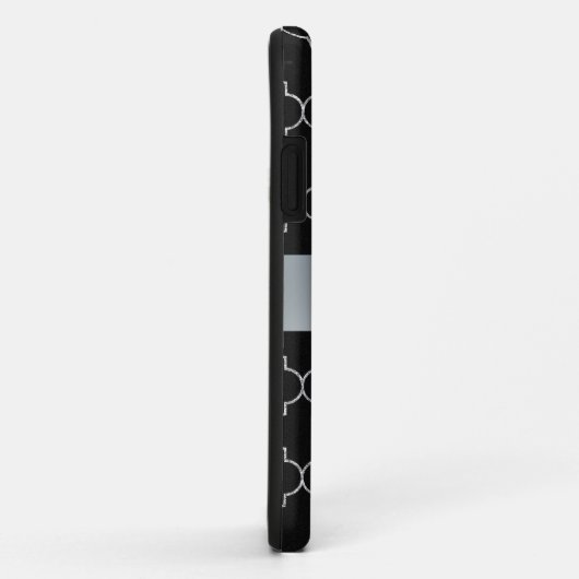 Zwart en zilver Monogram Patroon iPhone Case (Achterkant/rechts)