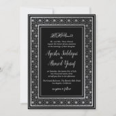 Zwart en Zilver Moslim Bruiloft Kaart (Voorkant)