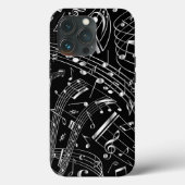 Zwart en zilver Muzieknoten Case-Mate iPhone Case (Achterkant)
