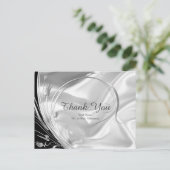 Zwart en zilver op ivoren zijde Dank u Briefkaart (Staand voorkant)