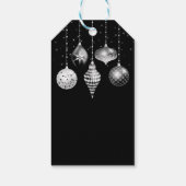 Zwart en Zilver Ornamenten Vrolijk kerstfeest Cadeaulabel (Achterkant)