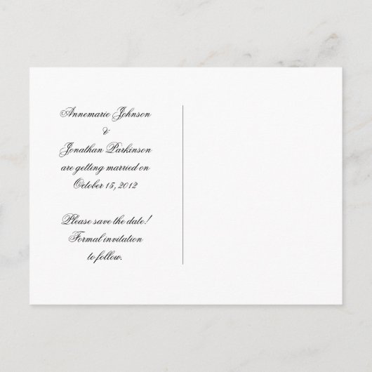 Zwart en Zilver Paarse Juweel Save The Date Aankondigingskaart (Achterkant)