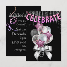 Zwart en Zilver paarse met Ballonnen meisje Party