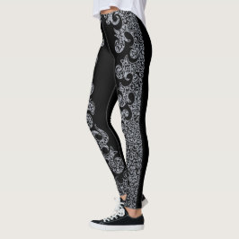 Zwart en zilver patroon gotische vrijgezellenfeest leggings