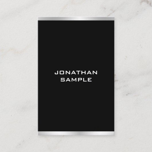 Zwart en zilver Professional elegant modern Visitekaartje (Voorkant)