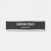 Zwart en zilver professionele elegante Sjabloon Deurbordje (Voorkant)