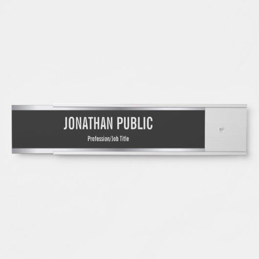 Zwart en zilver professionele elegante Sjabloon Deurbordje (Voorkant)