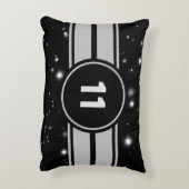 Zwart en Zilver Racing Stripes Starlight Accent Kussen (Achterkant (Verticaal))