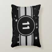 Zwart en Zilver Racing Stripes Starlight Accent Kussen (Voorkant(Verticaal))