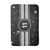 Zwart en Zilver Racing Stripes Starlight Badmat (Voorkant Verticaal)