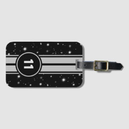 Zwart en Zilver Racing Stripes Starlight Bagagelabel