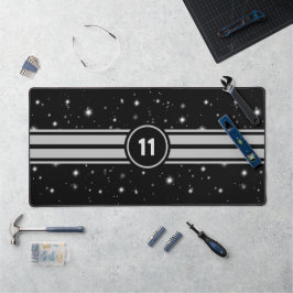 Zwart en Zilver Racing Stripes Starlight Bureaumat