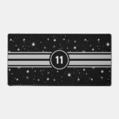 Zwart en Zilver Racing Stripes Starlight Bureaumat (Voorkant)