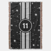 Zwart en Zilver Racing Stripes Starlight Deken (Voorkant Verticaal)