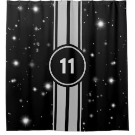 Zwart en Zilver Racing Stripes Starlight Douchegordijn