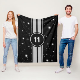 Zwart en Zilver Racing Stripes Starlight Fleece Deken