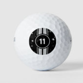 Zwart en Zilver Racing Stripes Starlight Golfballen (Voorkant)