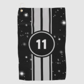 Zwart en Zilver Racing Stripes Starlight Golfhanddoek (Voorkant)