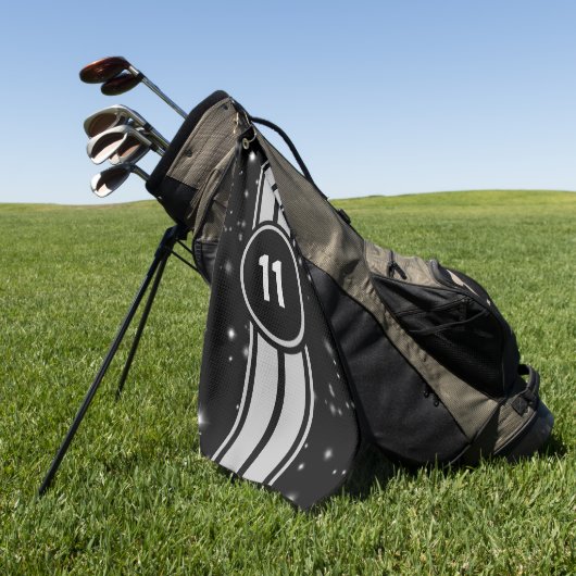 Zwart en Zilver Racing Stripes Starlight Golfhanddoek (Groen)