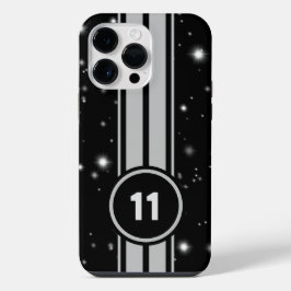 Zwart en Zilver Racing Stripes Starlight iPhone 16 Hoesje