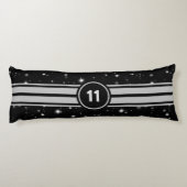 Zwart en Zilver Racing Stripes Starlight Lichaamskussen (Achterkant)