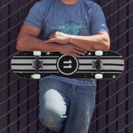 Zwart en Zilver Racing Stripes Starlight Persoonlijk Skateboard