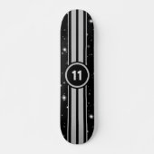 Zwart en Zilver Racing Stripes Starlight Persoonlijk Skateboard (Voorkant)