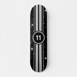 Zwart en Zilver Racing Stripes Starlight Persoonlijk Skateboard