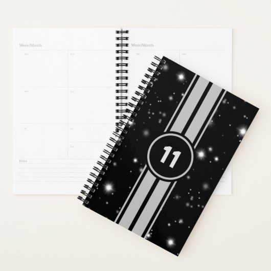 Zwart en Zilver Racing Stripes Starlight Planner (Display)
