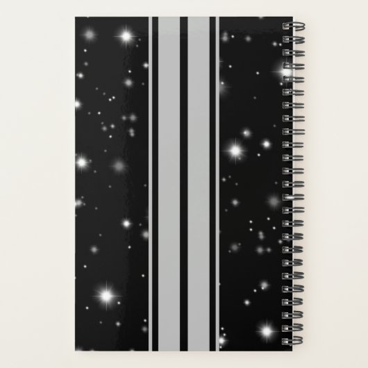Zwart en Zilver Racing Stripes Starlight Planner (Achterkant)