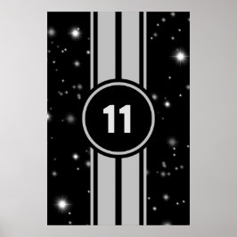 Zwart en Zilver Racing Stripes Starlight Poster