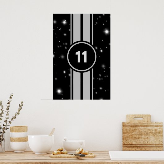 Zwart en Zilver Racing Stripes Starlight Poster (Keuken)