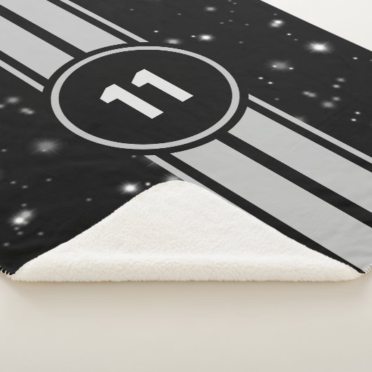 Zwart en Zilver Racing Stripes Starlight Sherpa Deken (3/4)