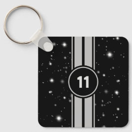 Zwart en Zilver Racing Stripes Starlight Sleutelhanger