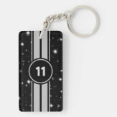 Zwart en Zilver Racing Stripes Starlight Sleutelhanger (achterkant)