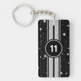 Zwart en Zilver Racing Stripes Starlight Sleutelhanger