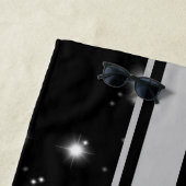 Zwart en Zilver Racing Stripes Starlight Strandlaken (In situ)