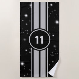 Zwart en Zilver Racing Stripes Starlight Strandlaken