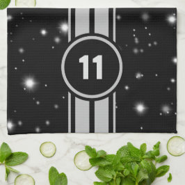 Zwart en Zilver Racing Stripes Starlight Theedoek