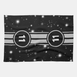 Zwart en Zilver Racing Stripes Starlight Theedoek