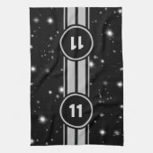 Zwart en Zilver Racing Stripes Starlight Theedoek (Verticaal)